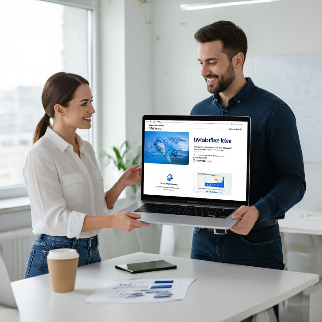 designer showing website