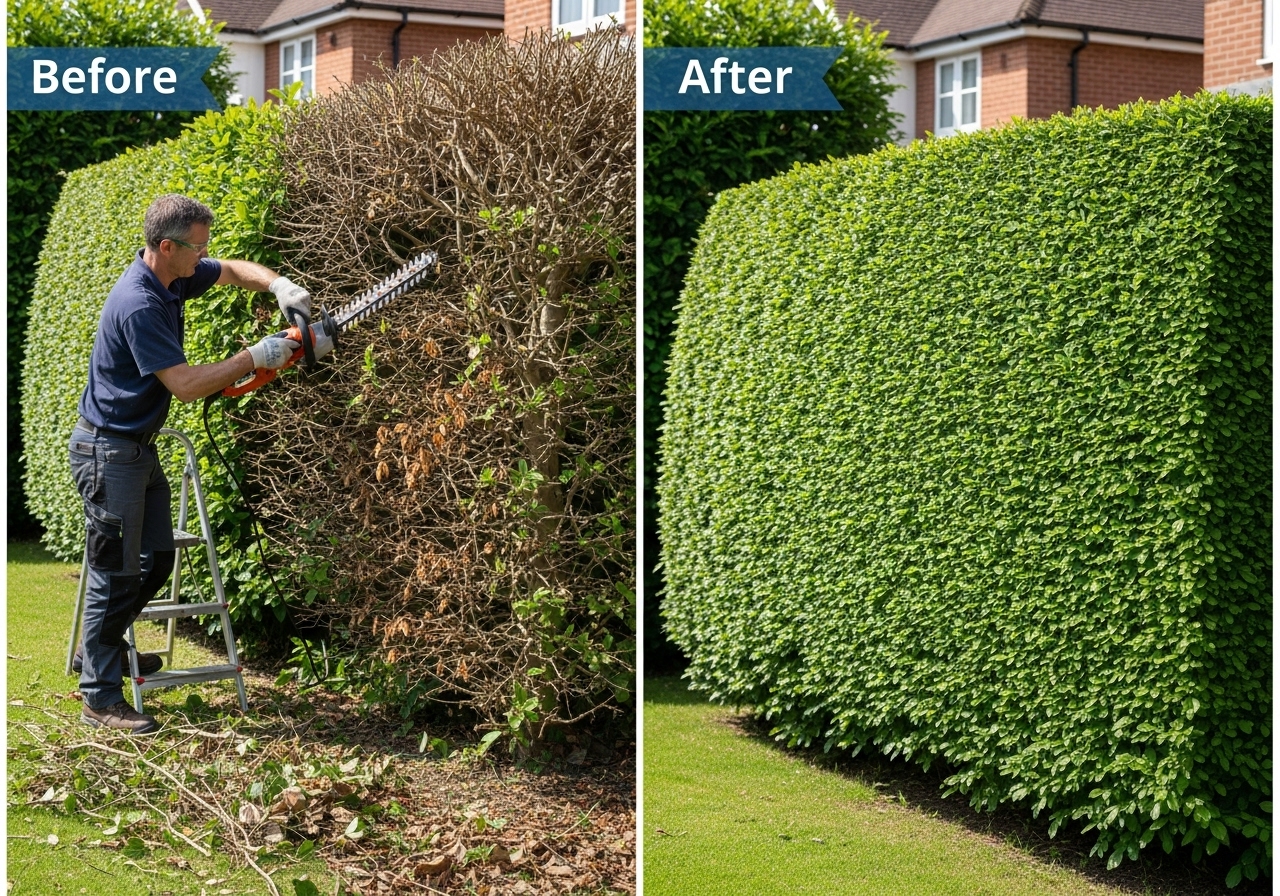 After: neat trimmed hedges