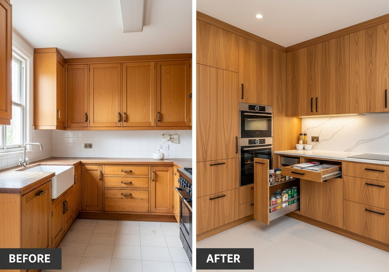Custom cabinetry before and after