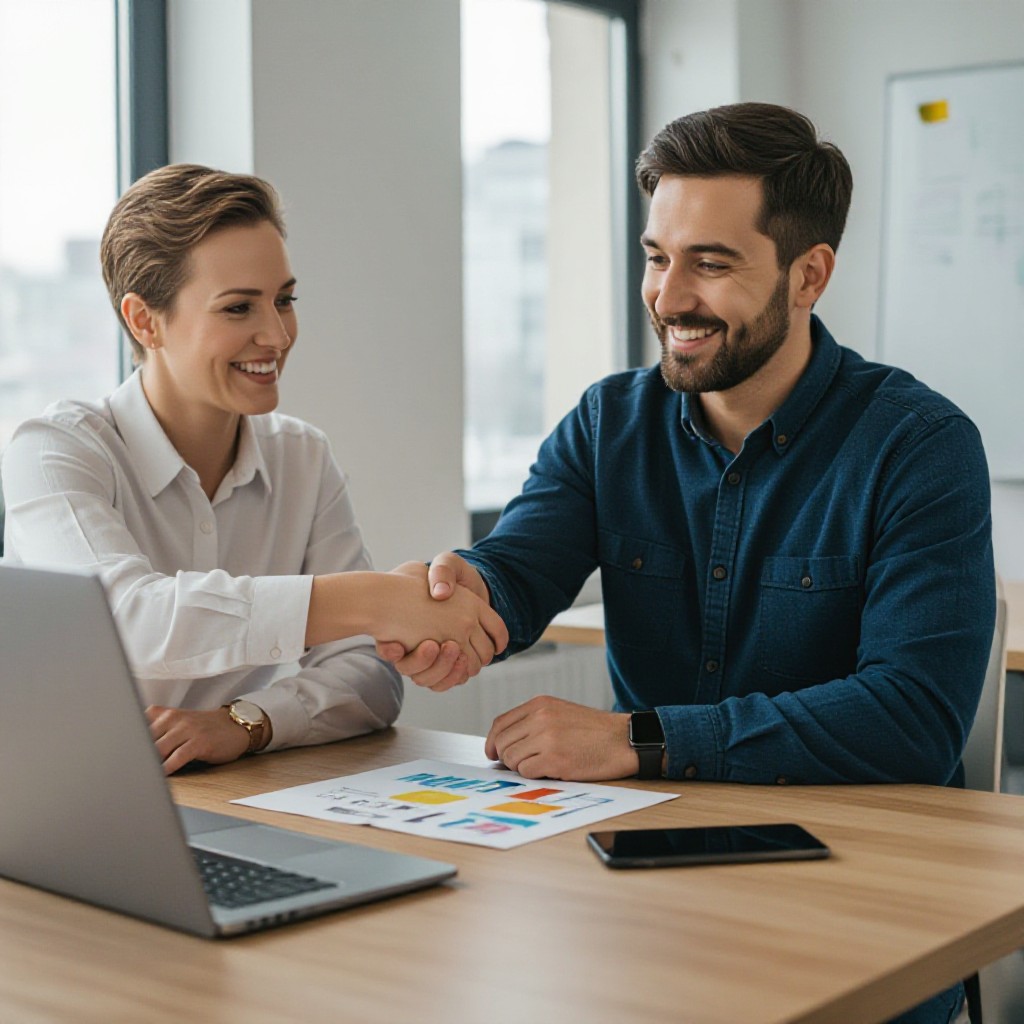 Client and designer handshake