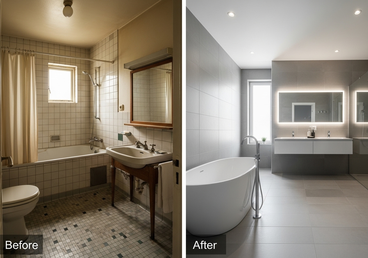 Before and after bathroom