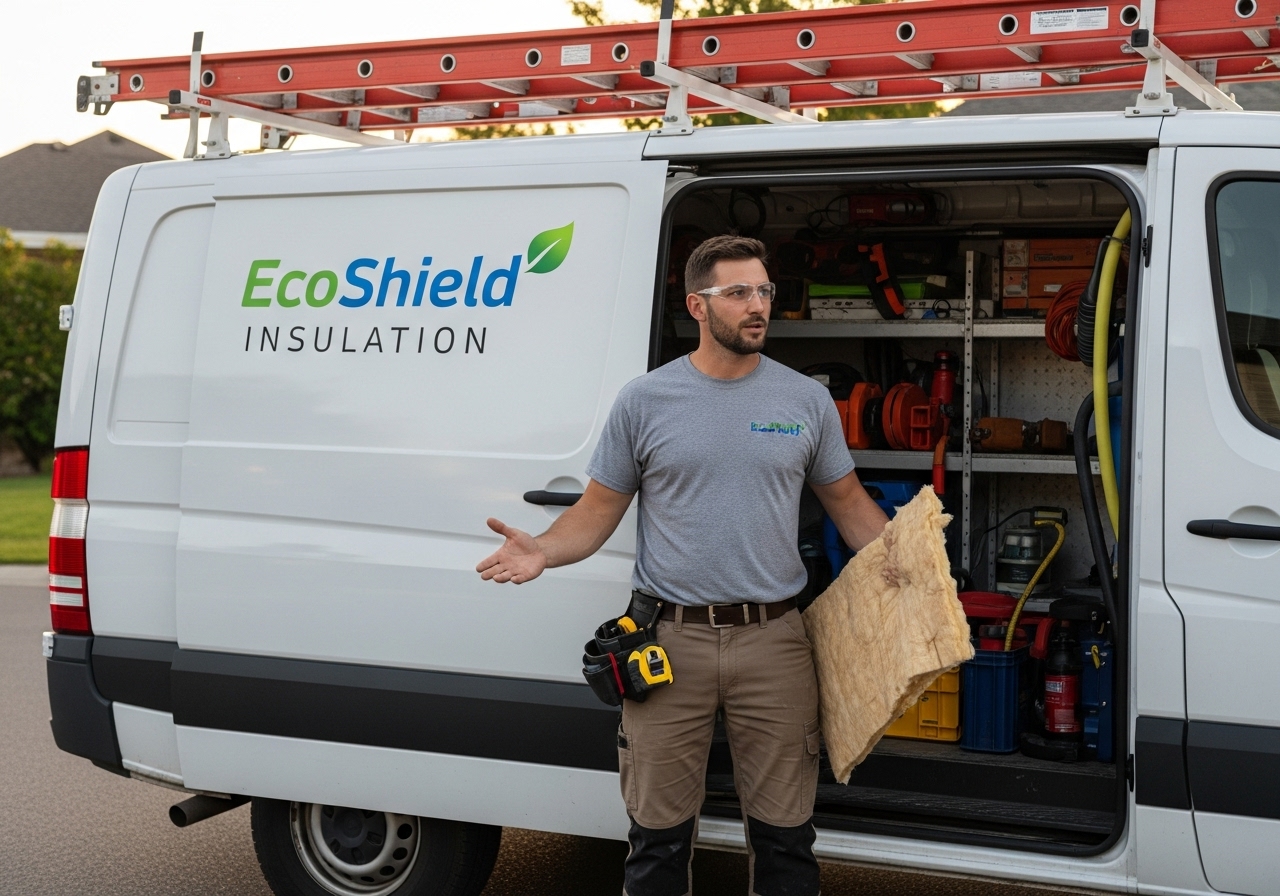 Insulation contractor next to van