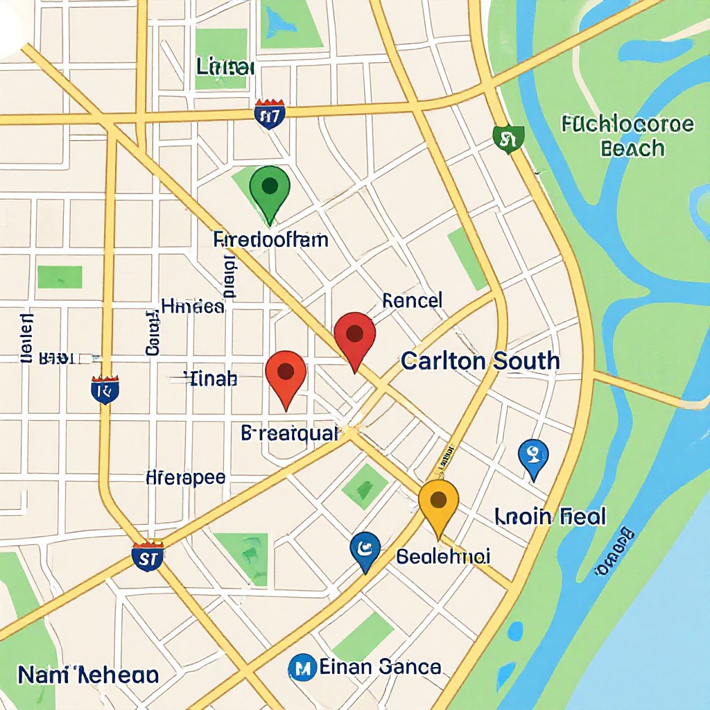 Map showing Carlton South area