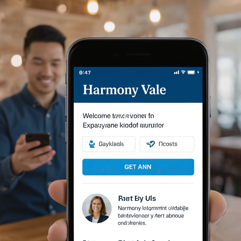 Harmony Vale small business owner checking website