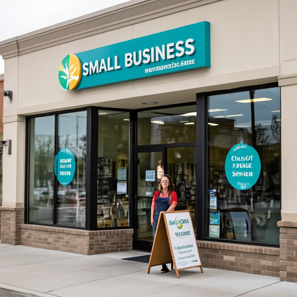Small business with branded signage