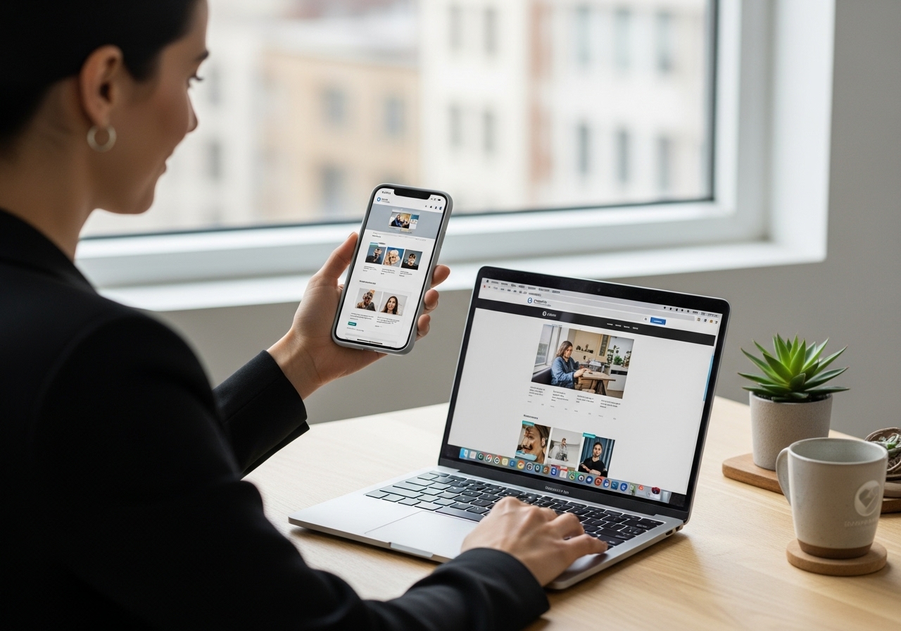 fully managed website on phone and laptop