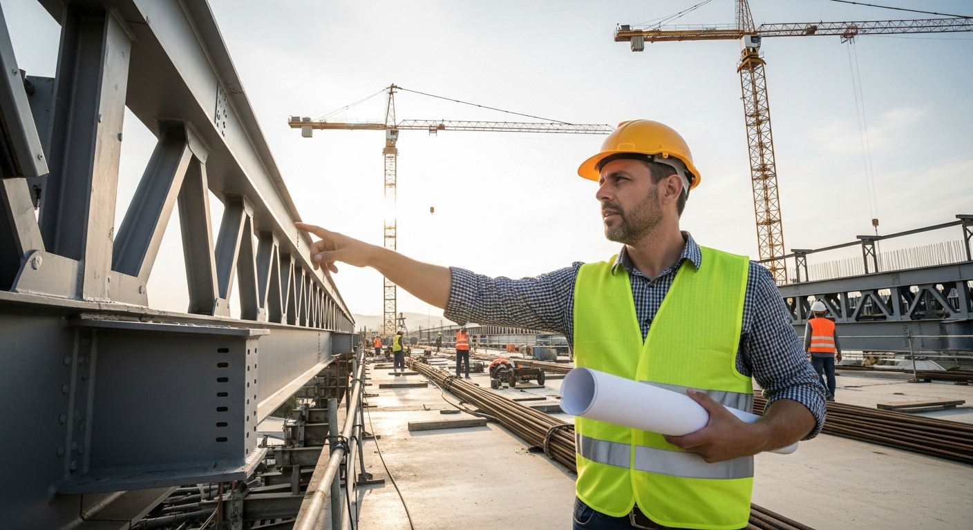 Engineer inspecting construction project