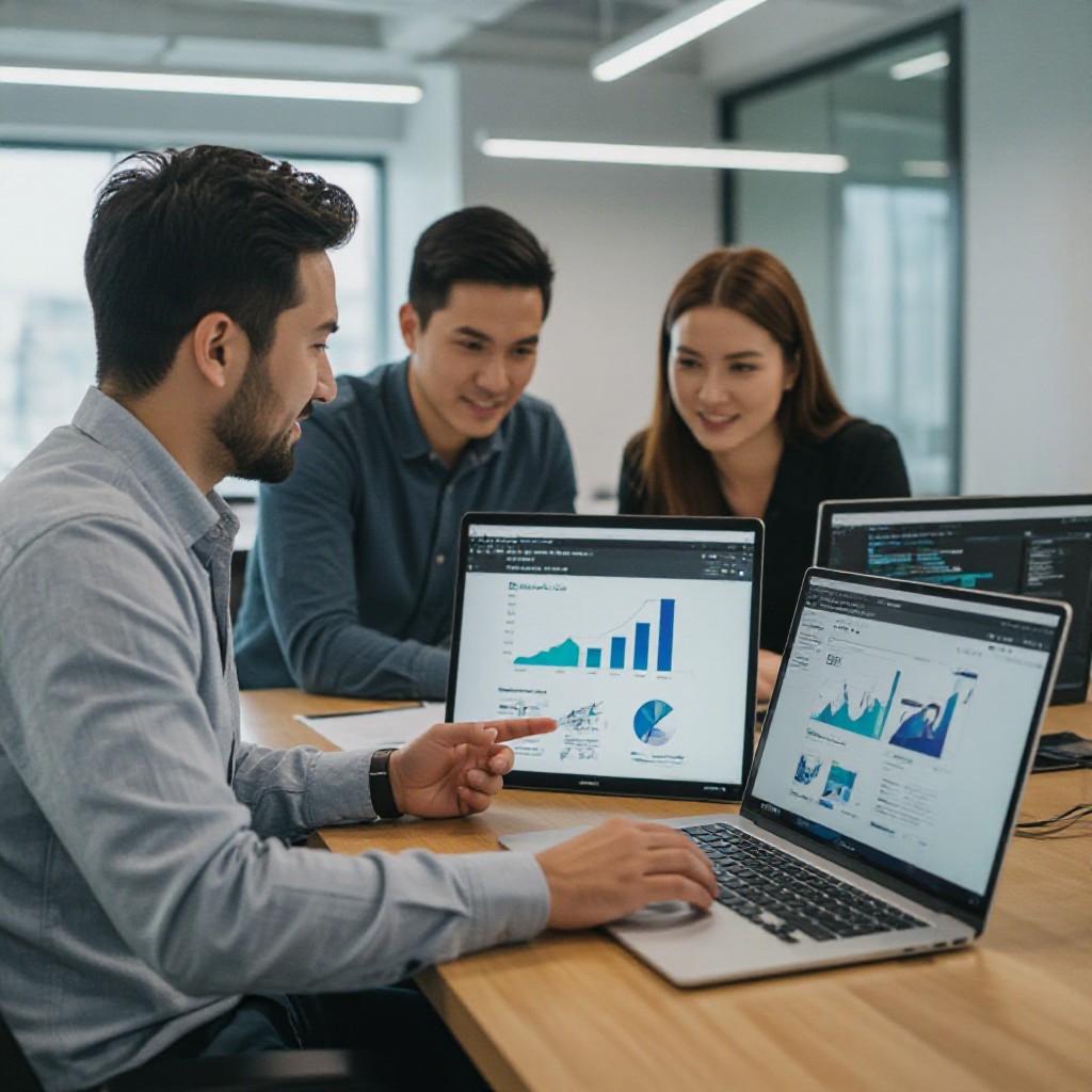 team reviewing website designs