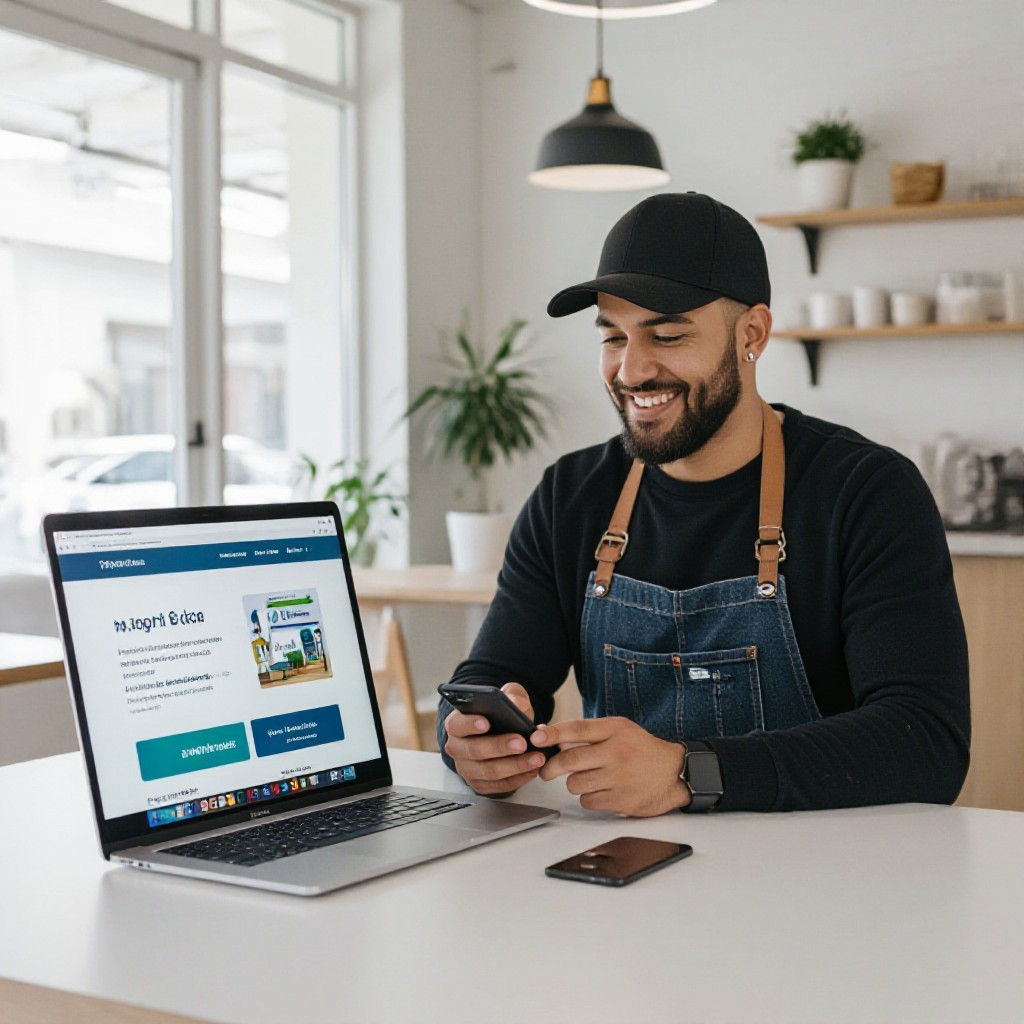 Local business website shown on phone