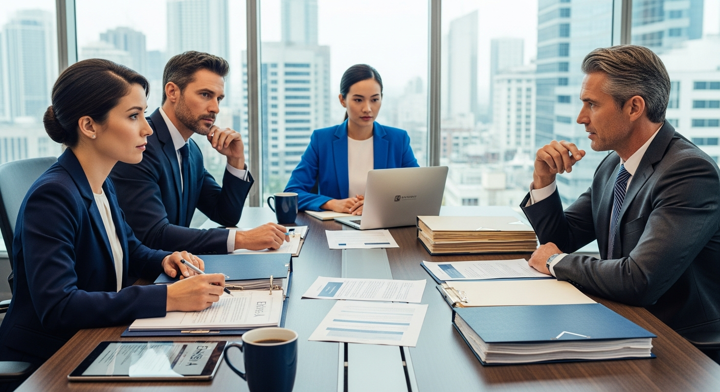 law firm team in modern office