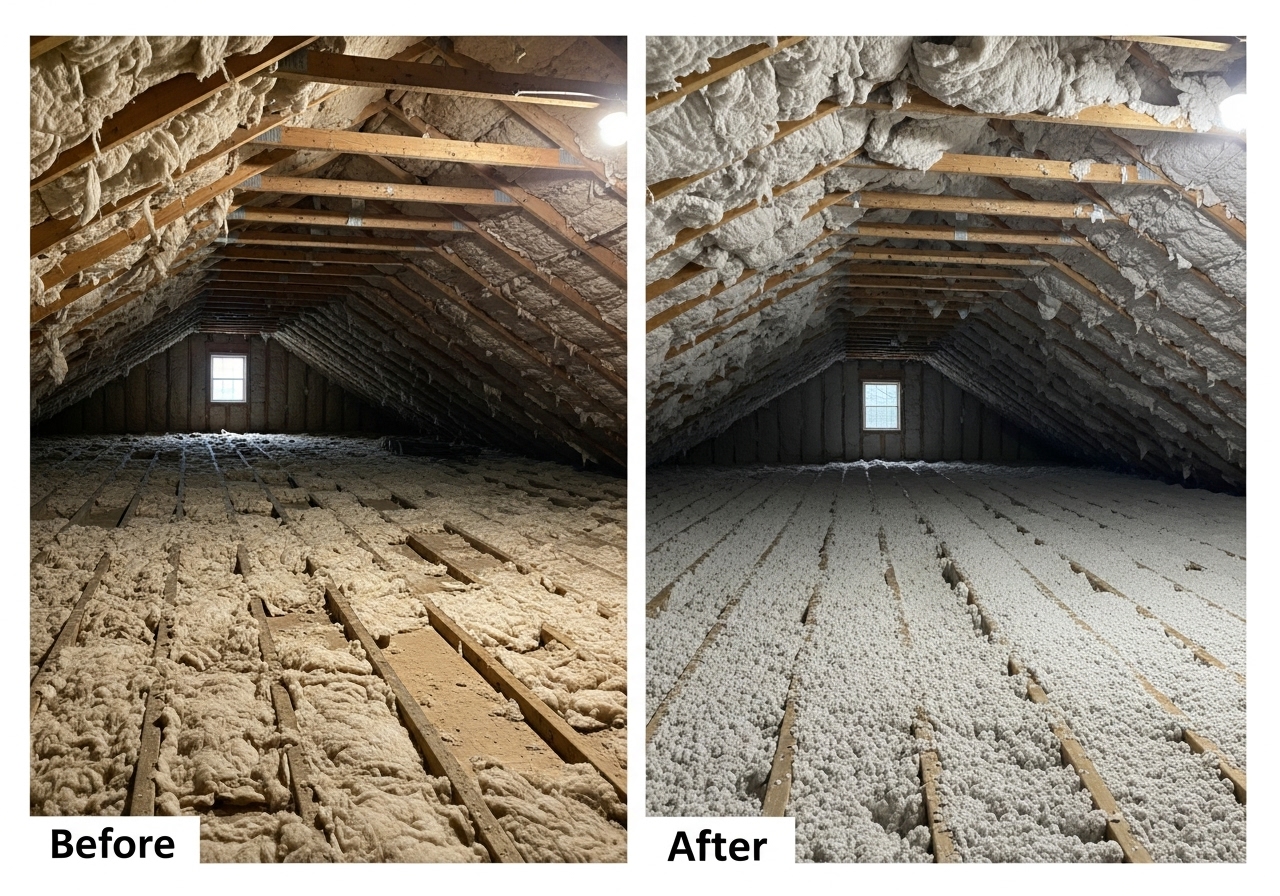 Insulation before and after