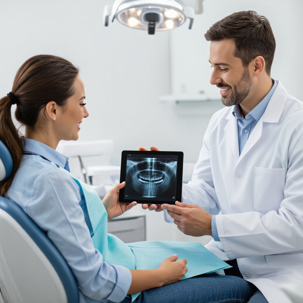 dentist with patient and tablet