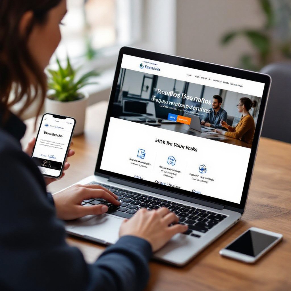 Comparing website builders on laptop and phone