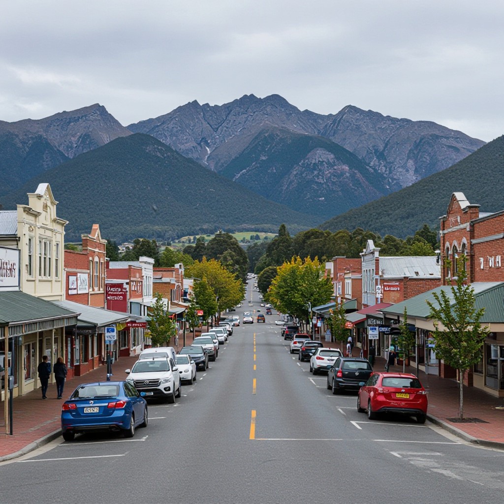 Warburton main street with local businesses