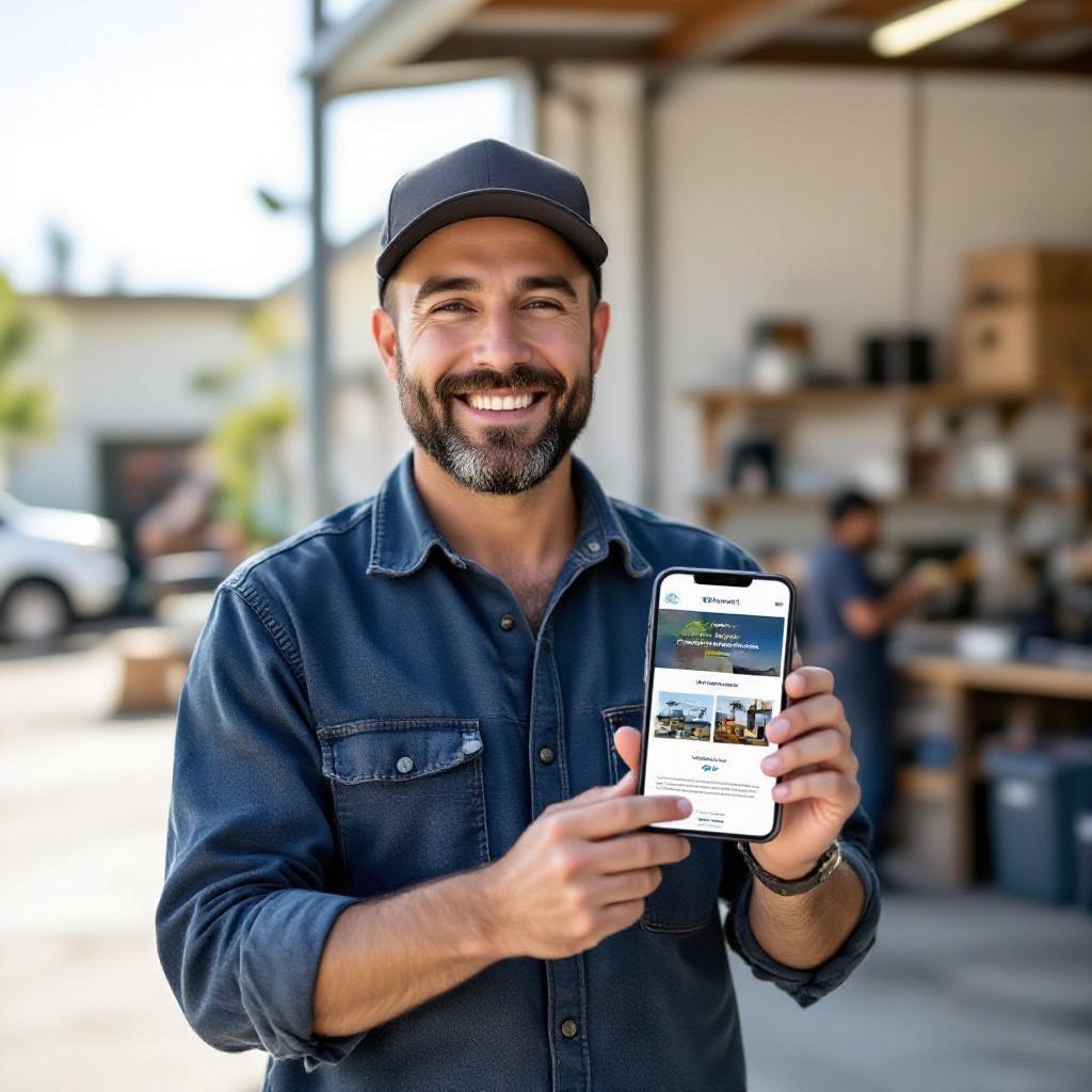 Cherrydene small business owner with website on phone