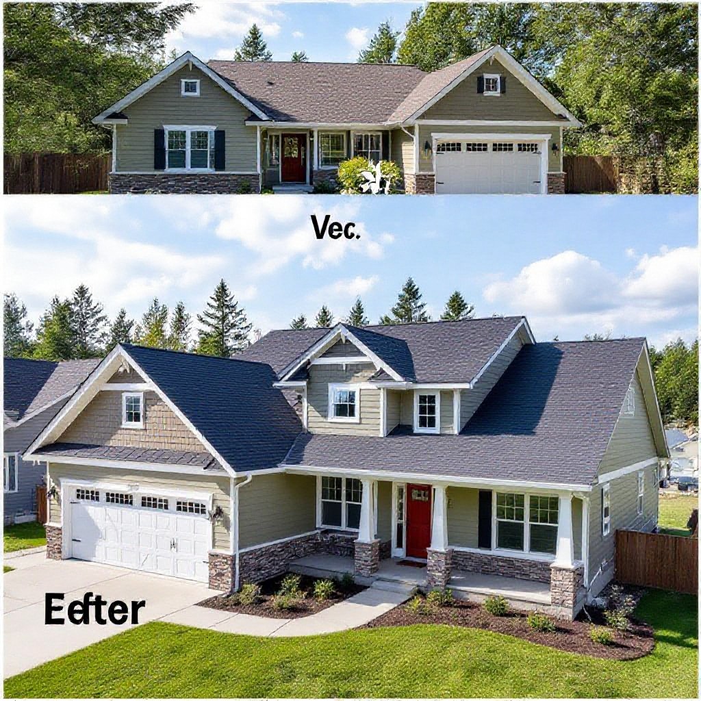 Before and after roof replacement