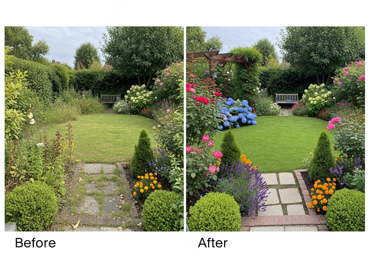Before and after garden transformation