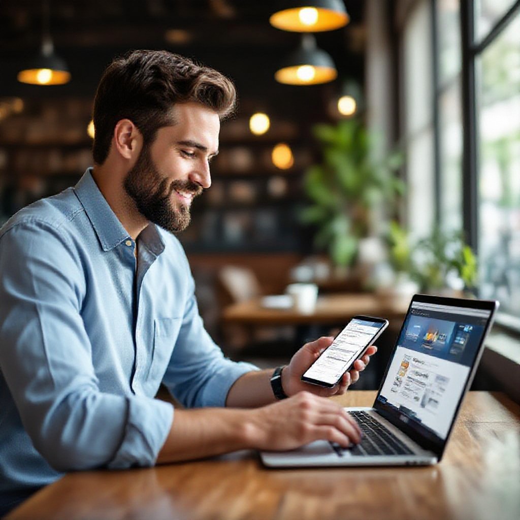 Website on laptop and phone