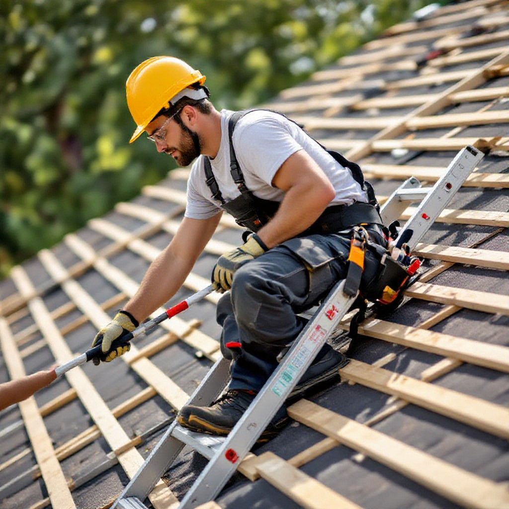 roofer inspecting roof