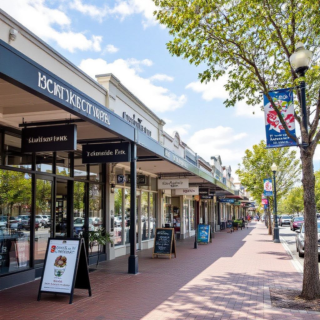 Chirnside Park streetscape with local businesses