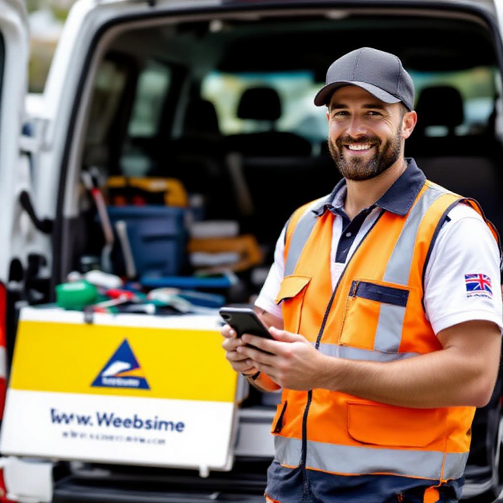 Tradie viewing website on phone