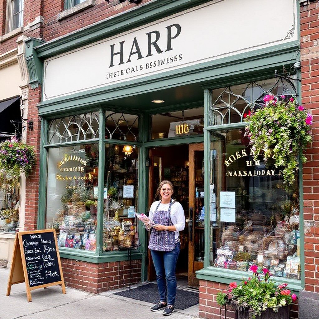 Local Harp business website shown on a phone and laptop