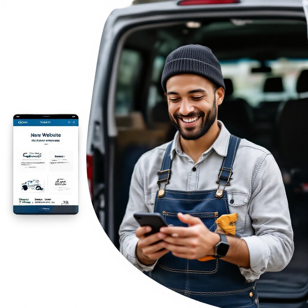 small business owner with phone