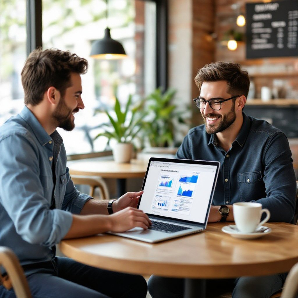 Local web designer reviewing website mockups