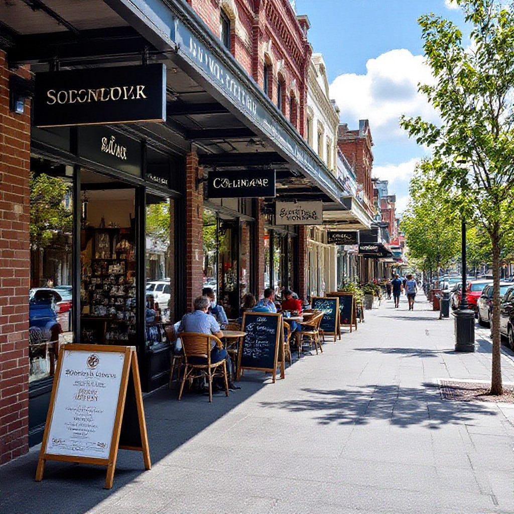 Collingwood streetscape cafe and shops