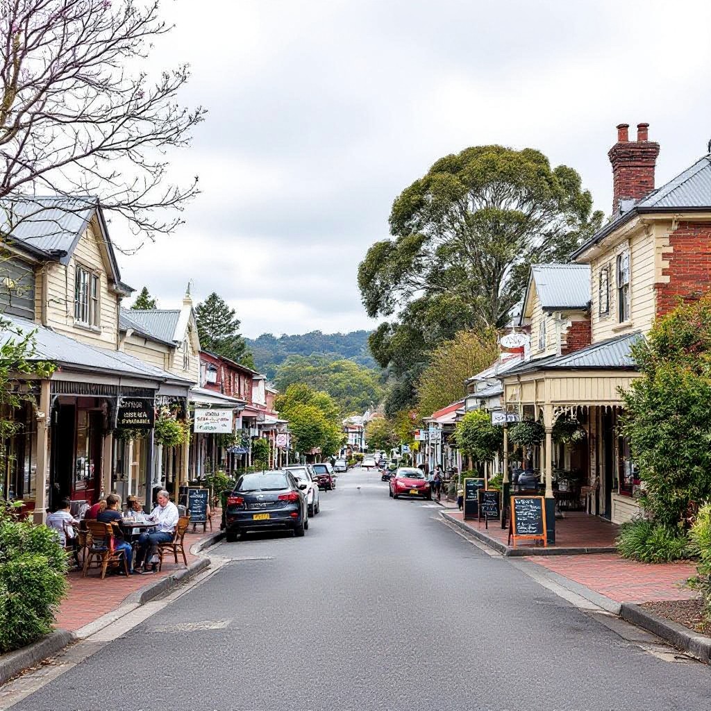 Olinda village street with cafes and trees