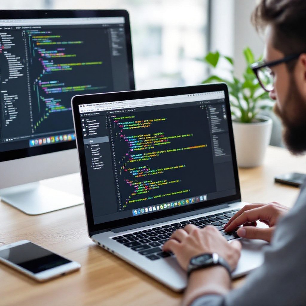 website development on laptop