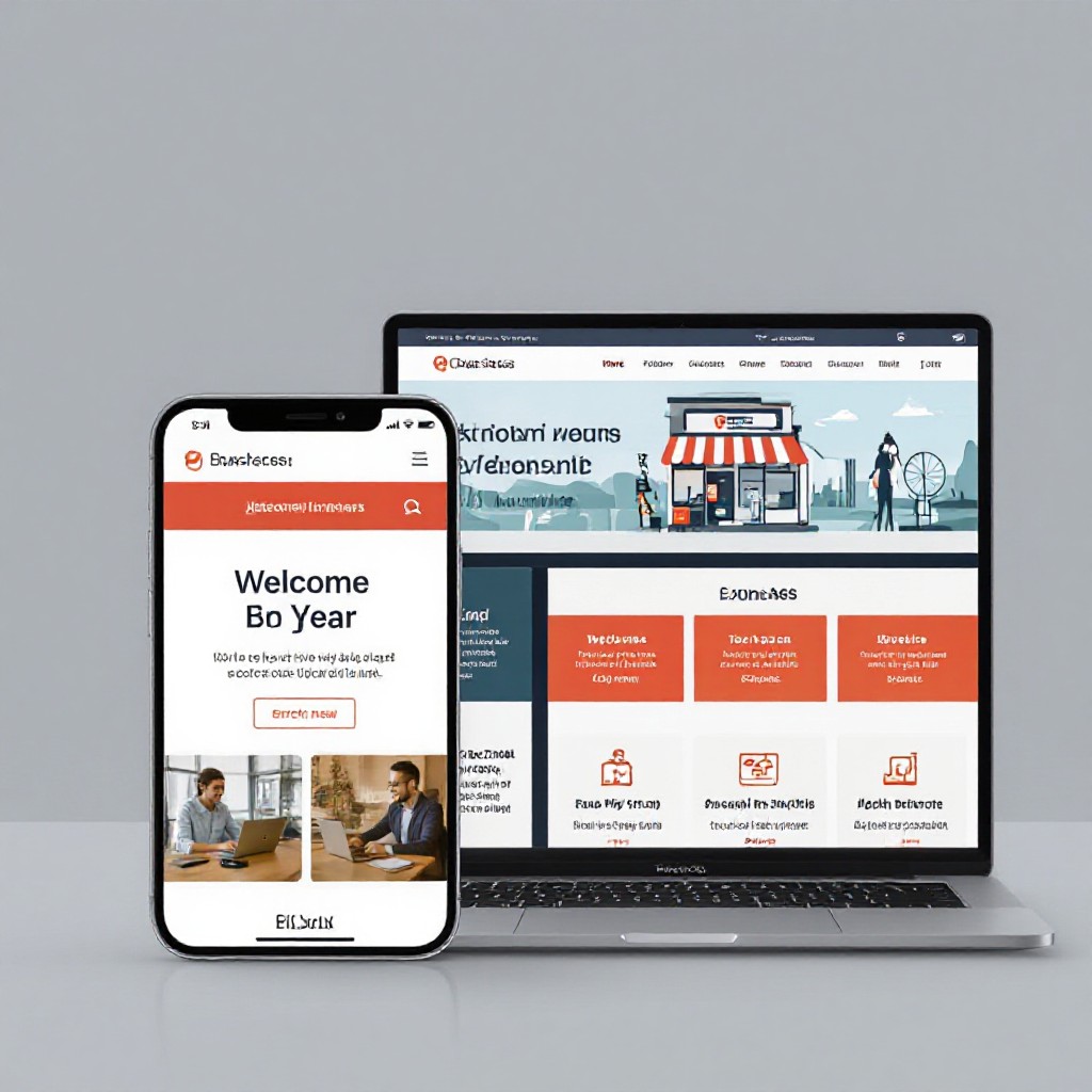 Small business website on mobile and laptop