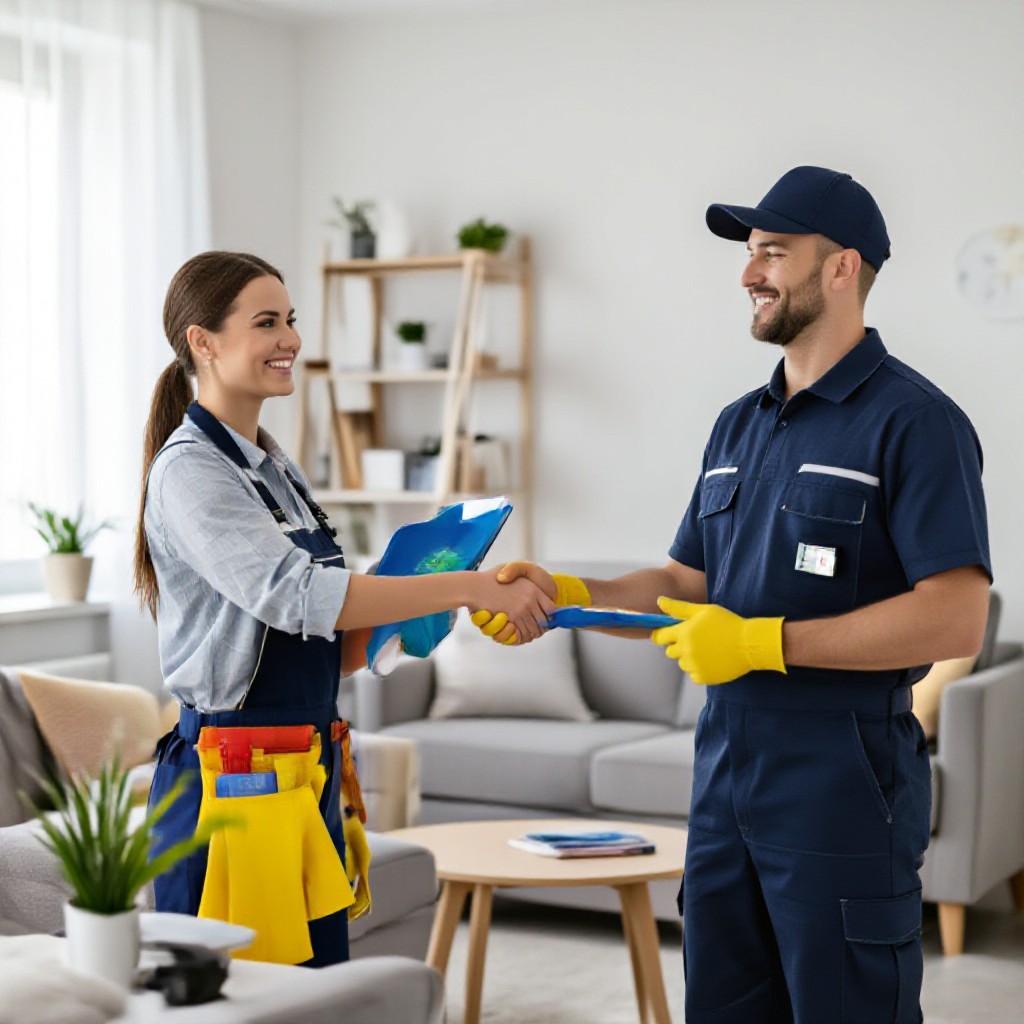 happy customer with cleaner