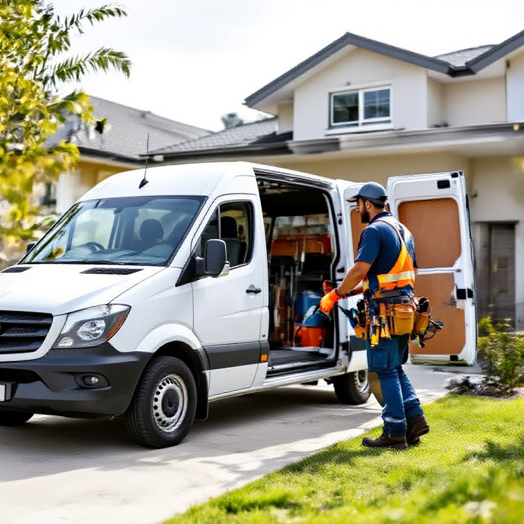 tradie van and worker