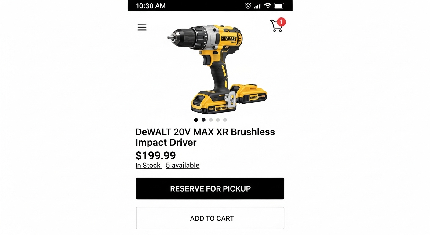 product page on mobile