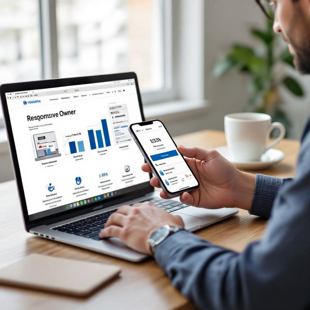 responsive website on mobile and laptop