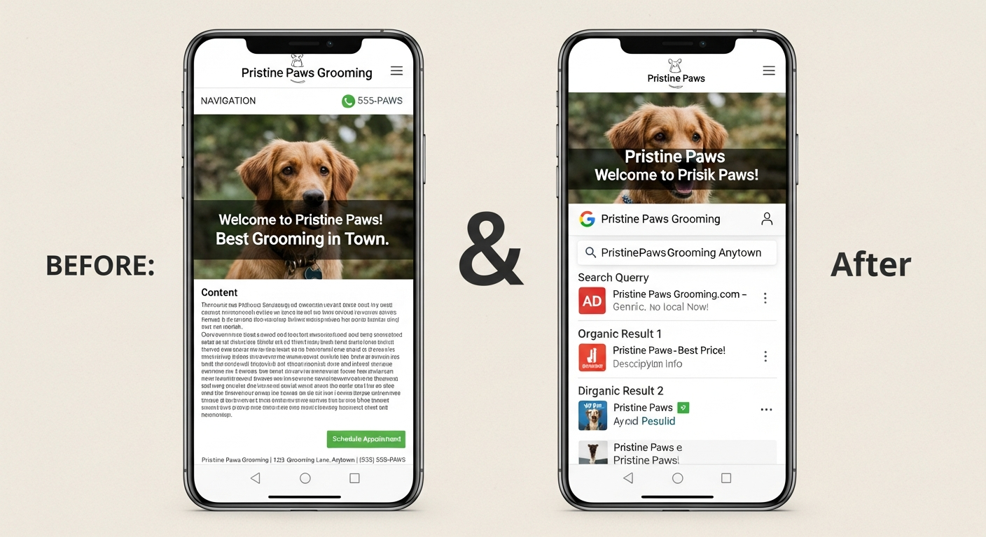 Before and after website SEO improvements