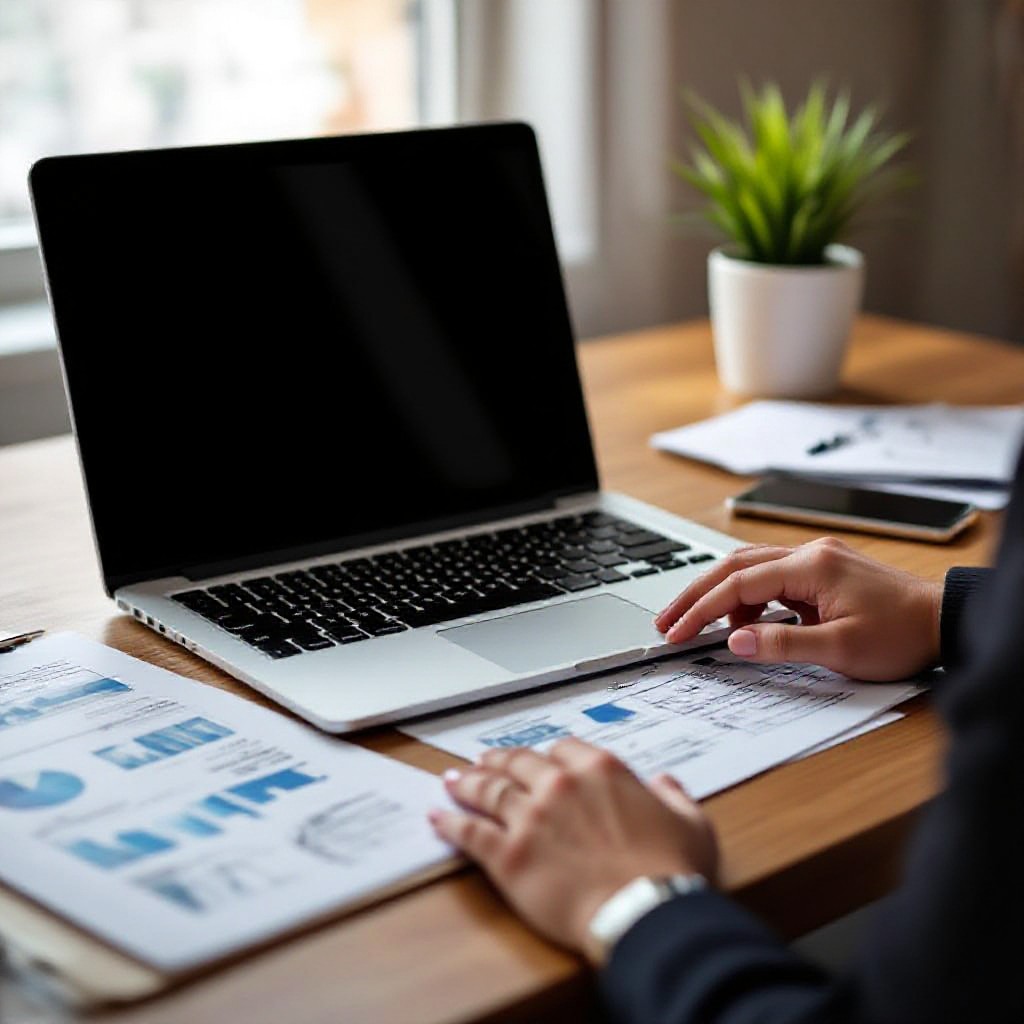 accountant working on laptop