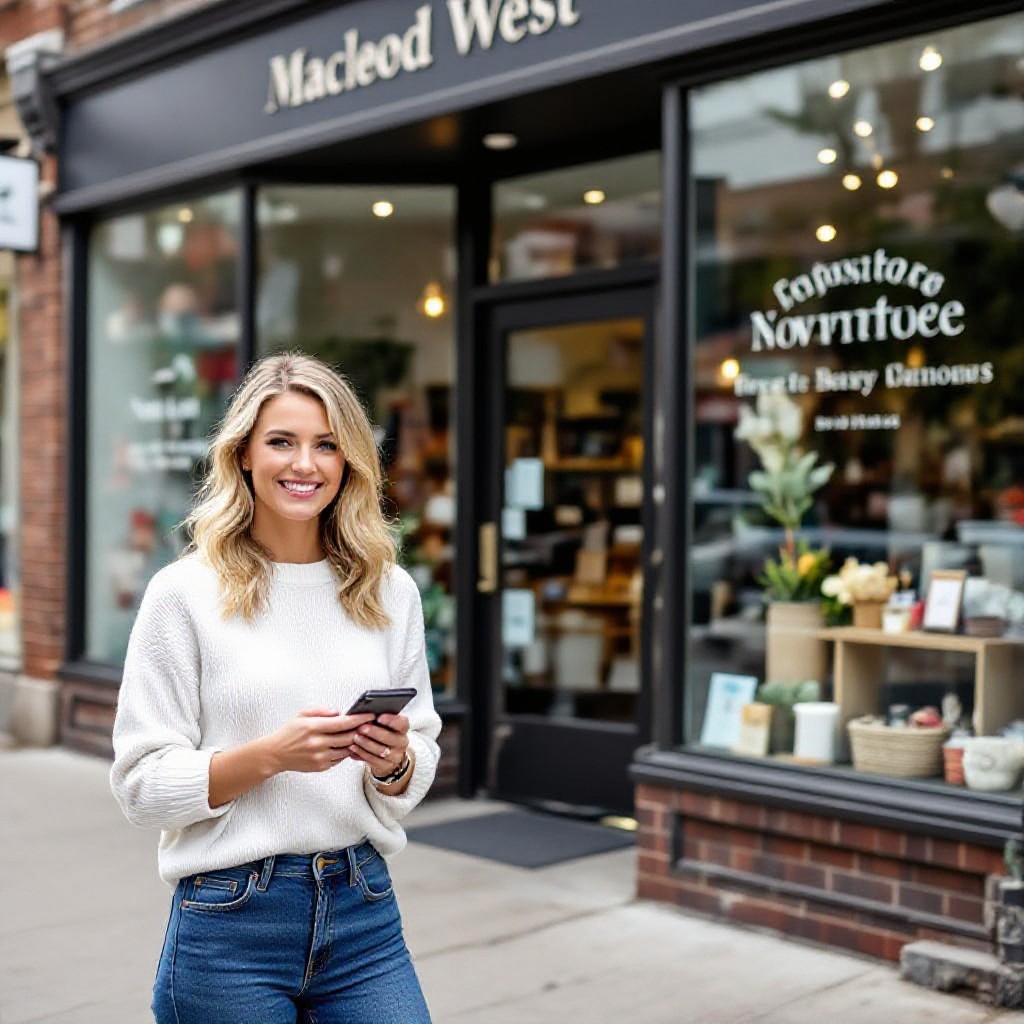 Macleod West small business owner using phone