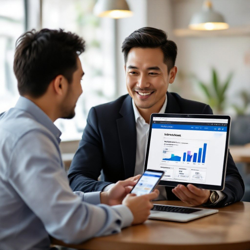 business owner checking website on phone