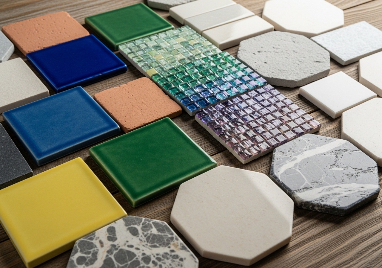 Tile samples close up