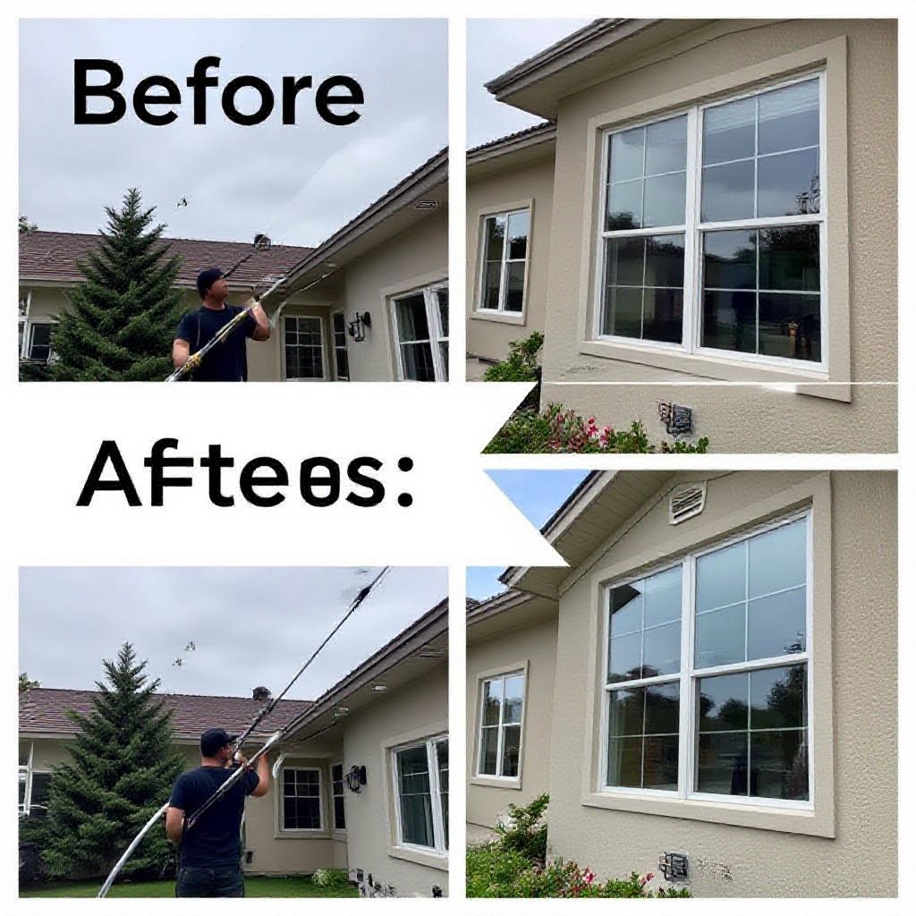 Before and after residential window cleaning