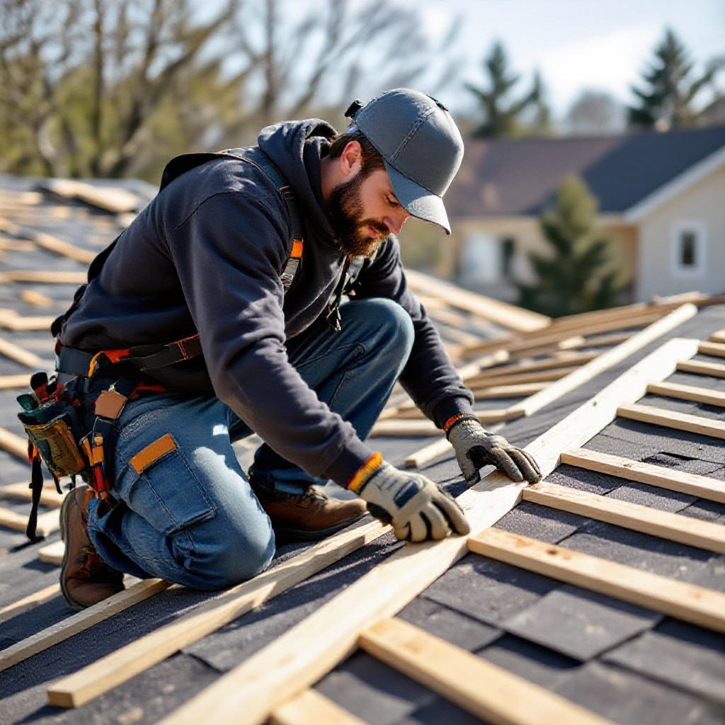 roofer installing roof