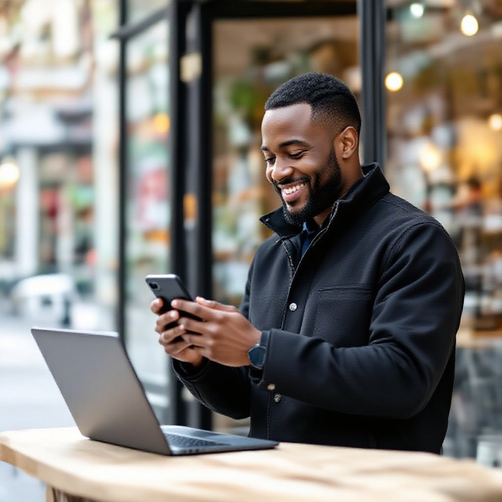 Small business owner with website