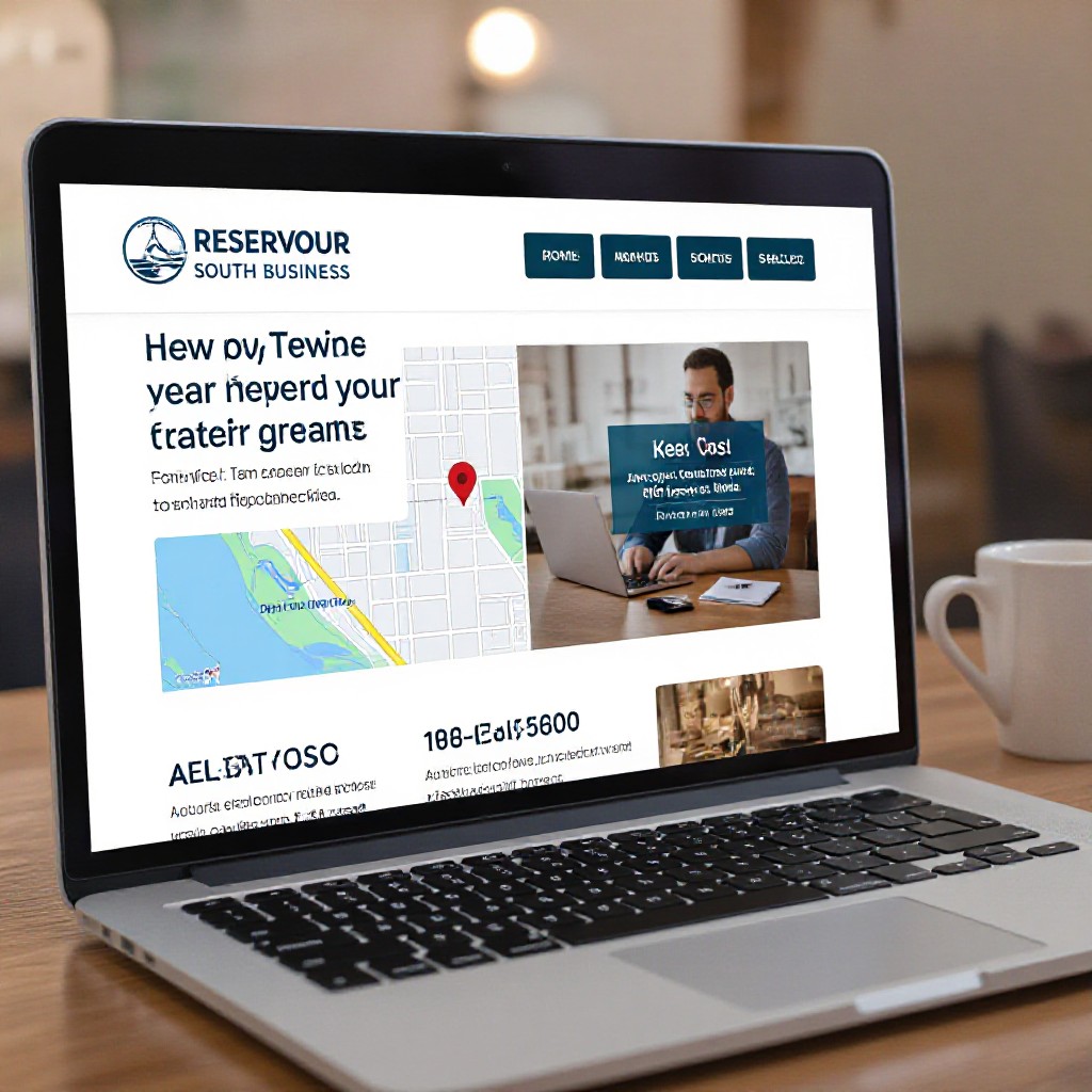 Reservoir South local business website on laptop