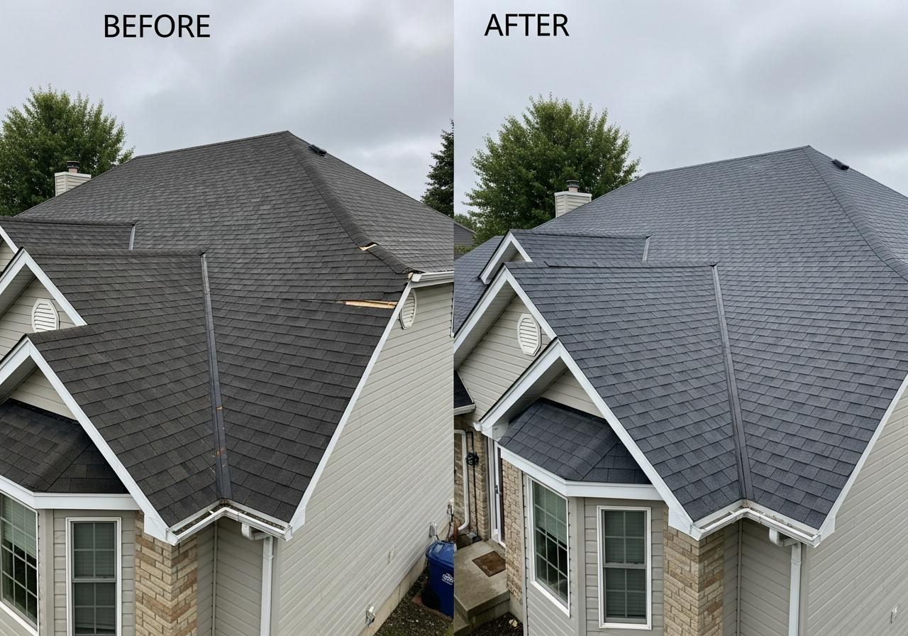 before and after roof replacement