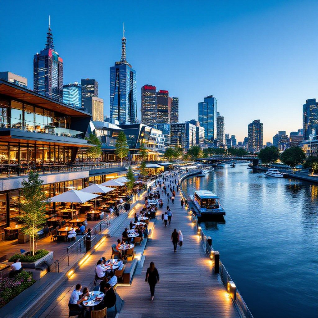 South Wharf promenade and Yarra River