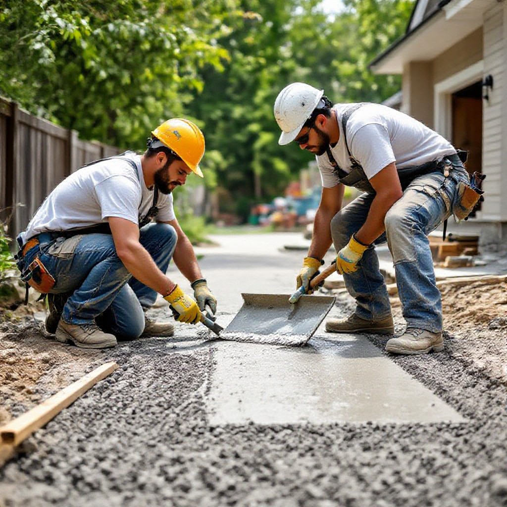 concreters working on a driveway