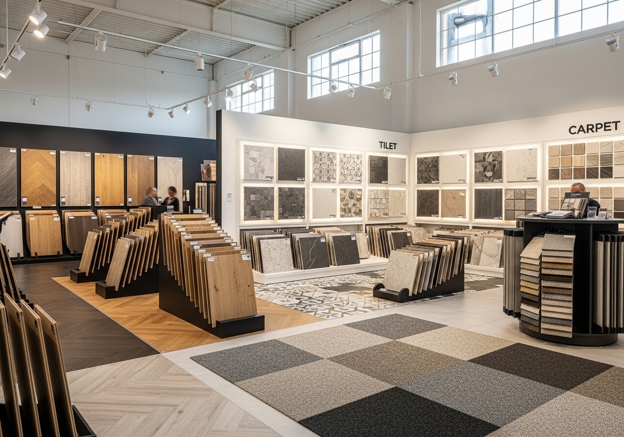 Flooring showroom with samples