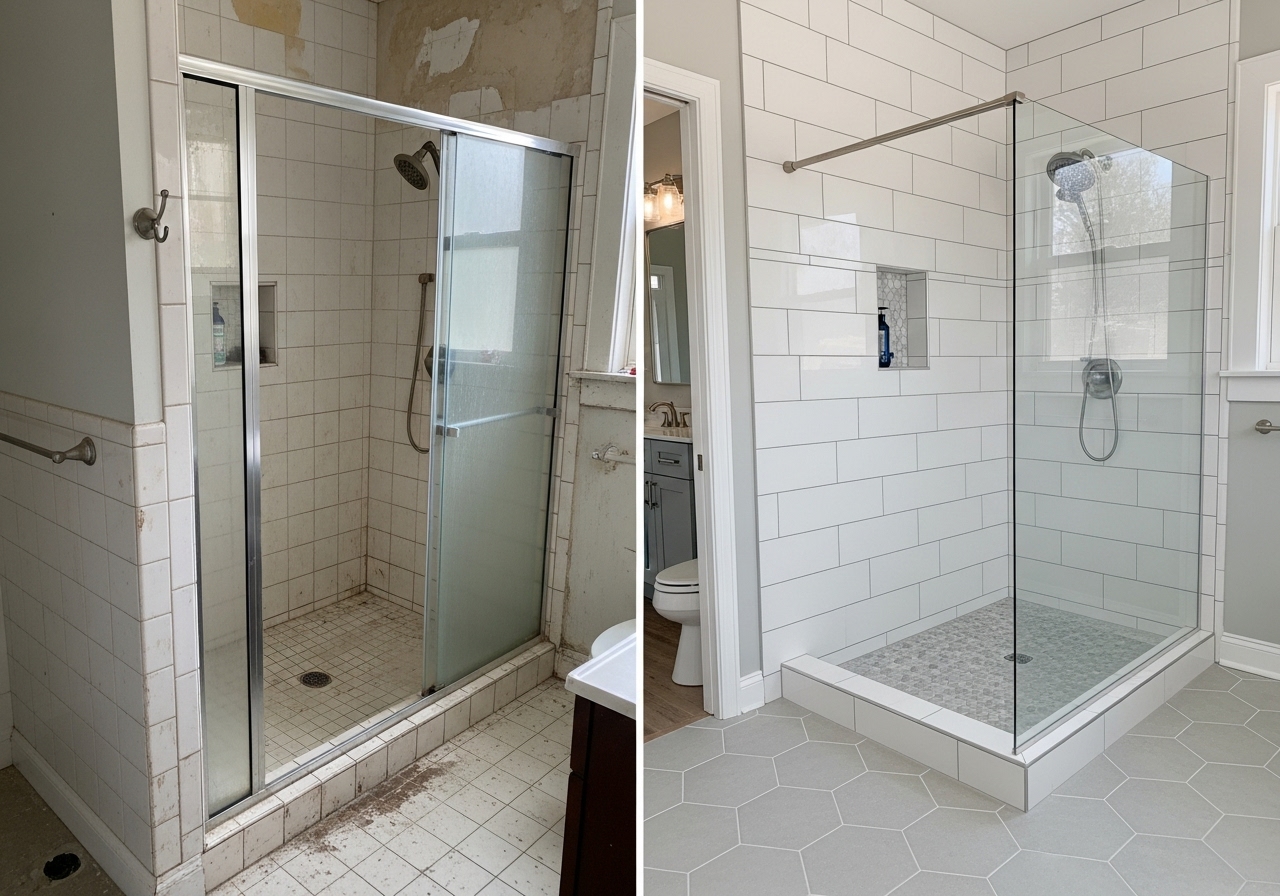bathroom tiling before after